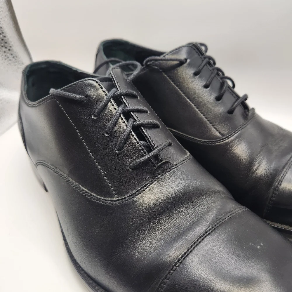Cole Haan Williams Leather Cap Toe Oxfords -‎ Black - Size 9W Dress Shoe Formal